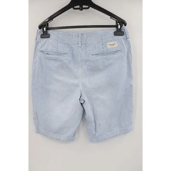 abercrombie fitch men's 30 9.5" striped white blue distressed flat front shorts - Picture 4 of 14